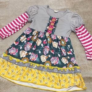 Floral and Striped Kids Dress- tutu & Lulu brand
